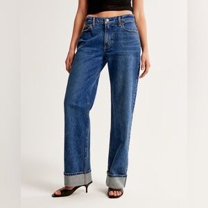 Abercrombie and Fitch Low Rise Baggy Jean Dark with Cuff Hem size 31